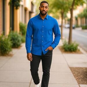 ROBERT BARAKETT Men’s Blue Long Sleeve Button Down XL